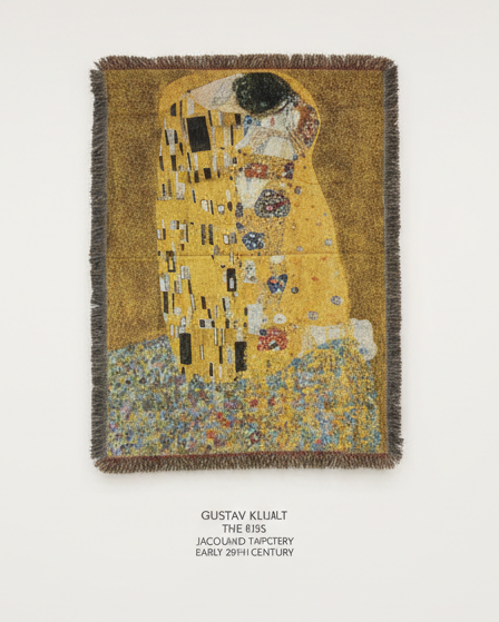 Klimt The Kiss Jacquard Tapestry Wall Hanging – 90×130cm Art Reproduction | OEM Custom Weaving Jacquard Tapestry