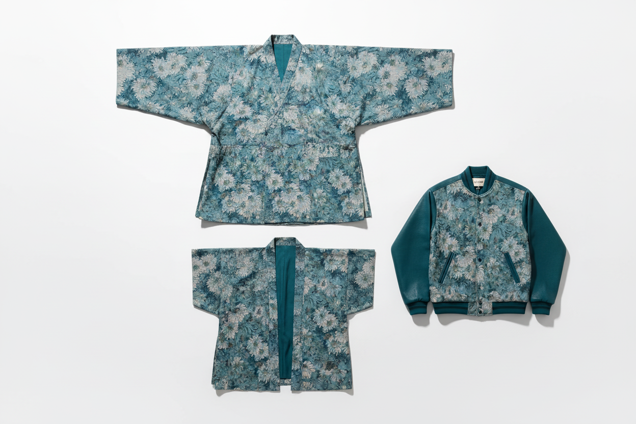 蓝绿菊花服装版型组合