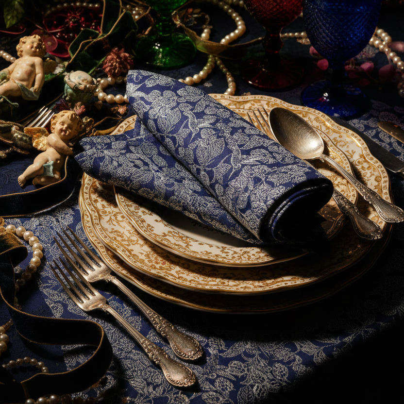 Gucci风格餐巾特写