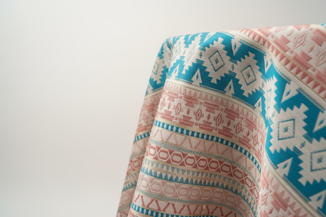 Southwest Aztec Geometric Jacquard Fabric - Lightweight Polyester Stretch Textile Jacquard Fabric