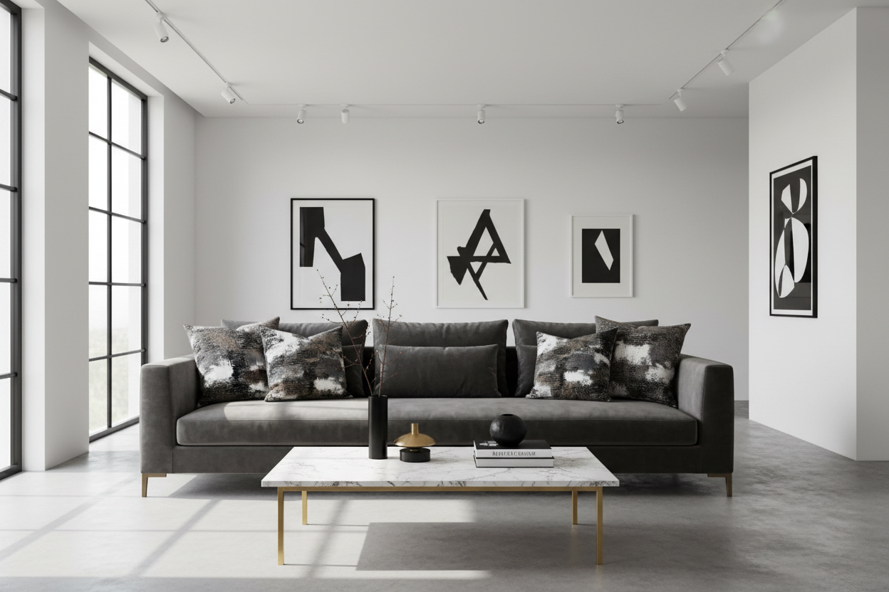 Abstract Brushstroke Jacquard Fabric - Heavy Weight Cotton-Poly Blend for Upholstery & Contemporary Interiors Cotton-Poly Jacquard Fabric